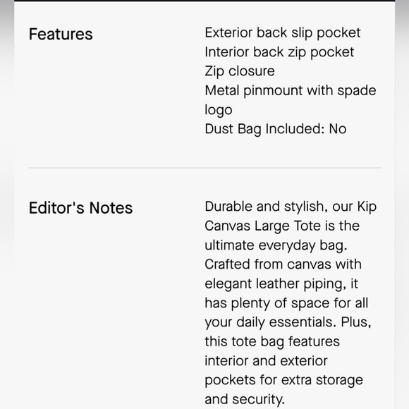 Kate Spade Kip Cavas Large Tote Purse. NWT - Picture 7 of 15